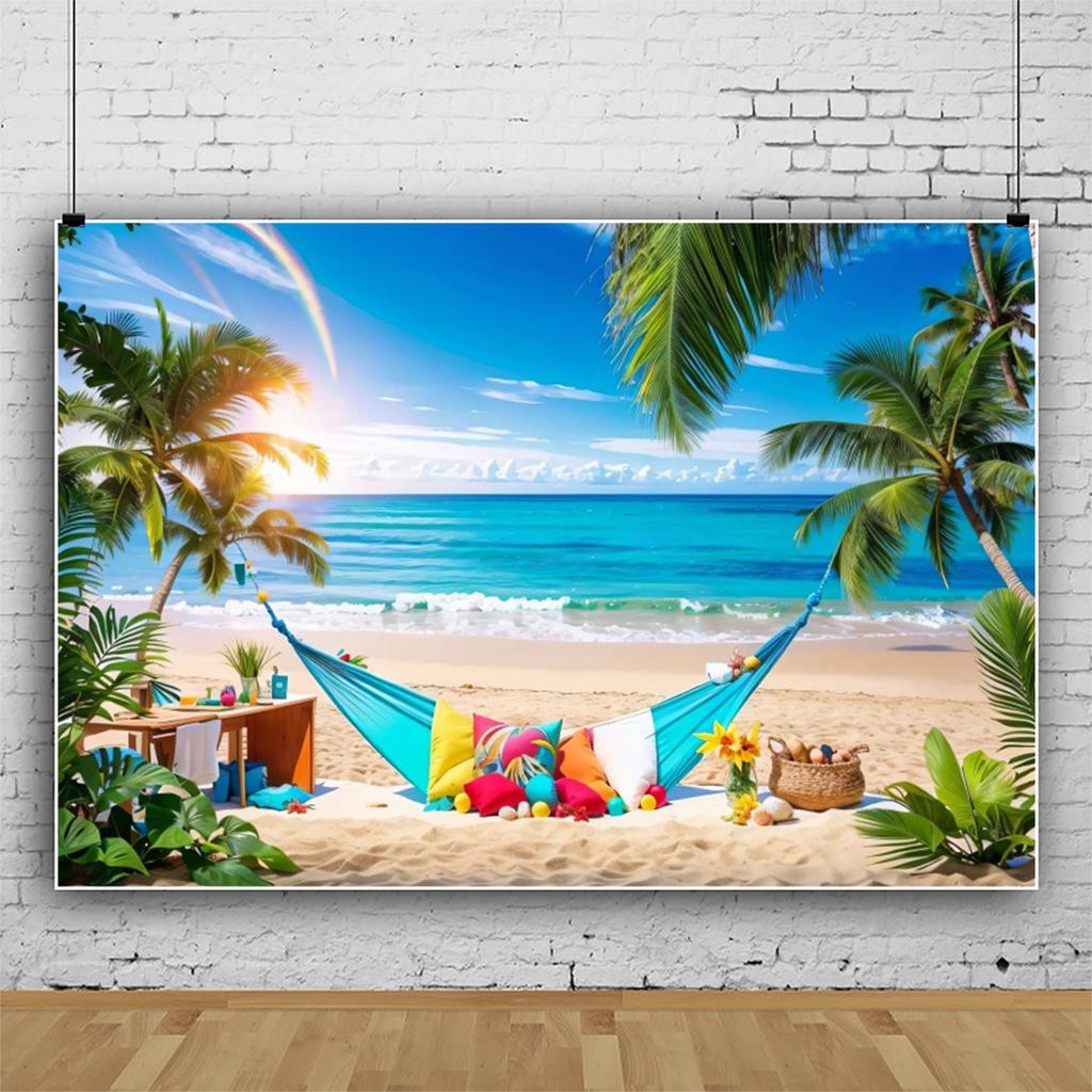 Summer Beach Hawaiian Background Tropical Floral Surfboard Aloha Sea Birthday Holiday Party Decoration Banner Photography Props