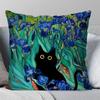 1Pcmatisse Monet Art Black Cat Animation Pillow Case Square Pillow Bedroom Sofaleisurecomfortcarlivingroom Home Decoration 40X40