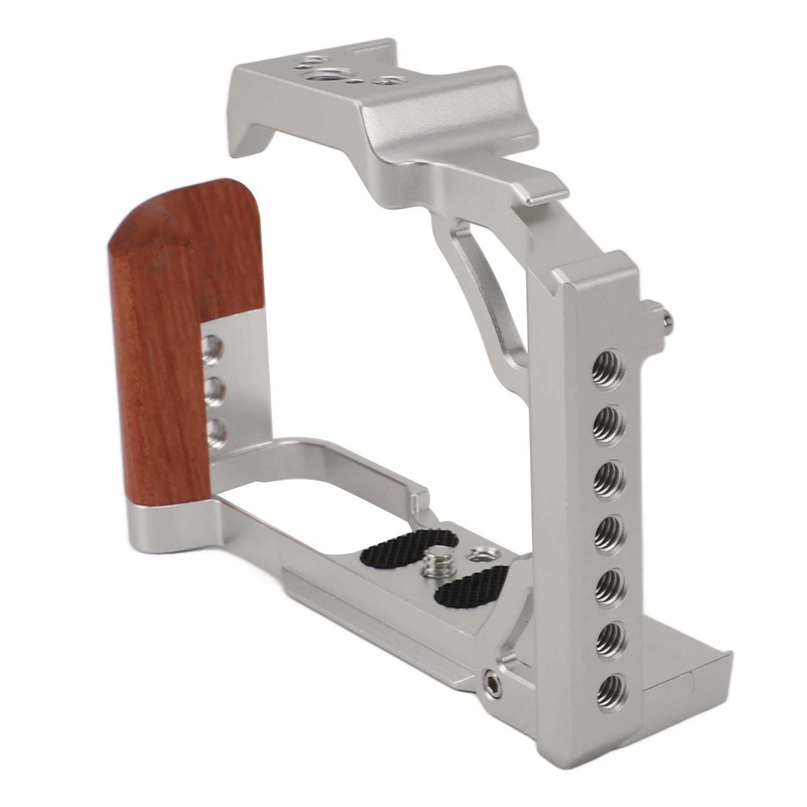 

Camera Cage with Wood Handle Anodized Anti Slip Easy To Install Camera Video Cage for Nikon ZFC Silver серебряный