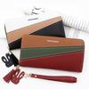 Minimalist Long Wallet For Women With Pu Material And Color Blocking Design For Daily Use