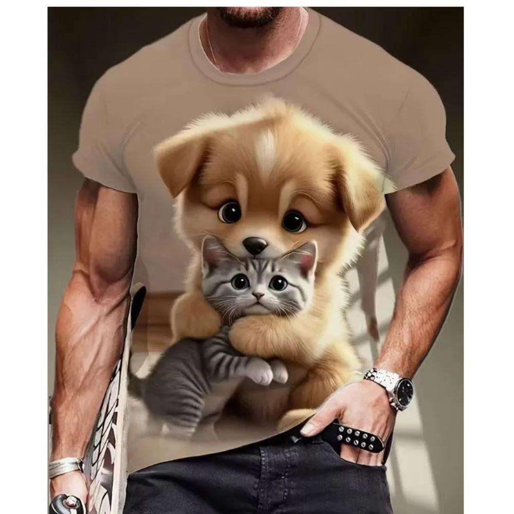 Interesting Small Animals Summer T-shirt 3D Printed Short Sleeved Fashionable Comfortable Soft Breathable Large Loose Man T-shirt