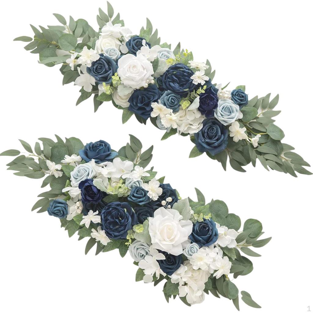 2 Pcs Artificial Floral Swag Centerpiece Wreath Hanging Garland Wedding Flowers for Garden Home