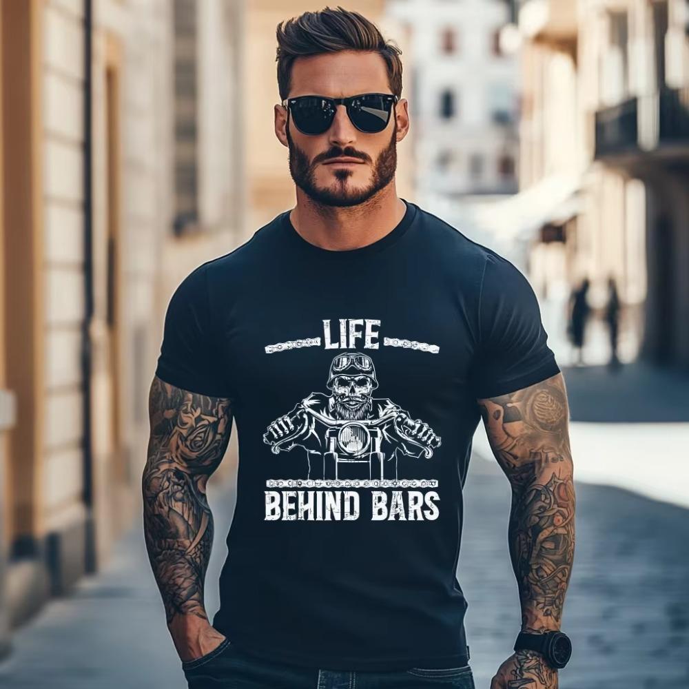 Life Behind Bars Biker Motocyklové Tričko Pánské Oblečení Ležérní Top s Krátkým Rukávem Kulatý Výstřih Tričko Unisex Letní Trička