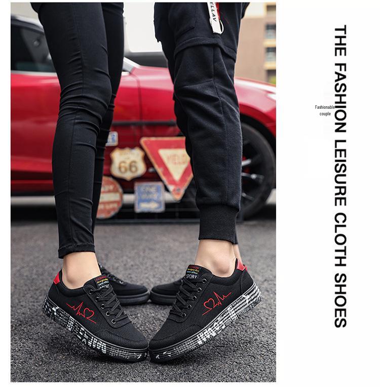 Unisex Red Canvas Sneakers: Women's Fashion, Men’s Thick-Soled Casual Shoes for Summer, Low-Top Design
