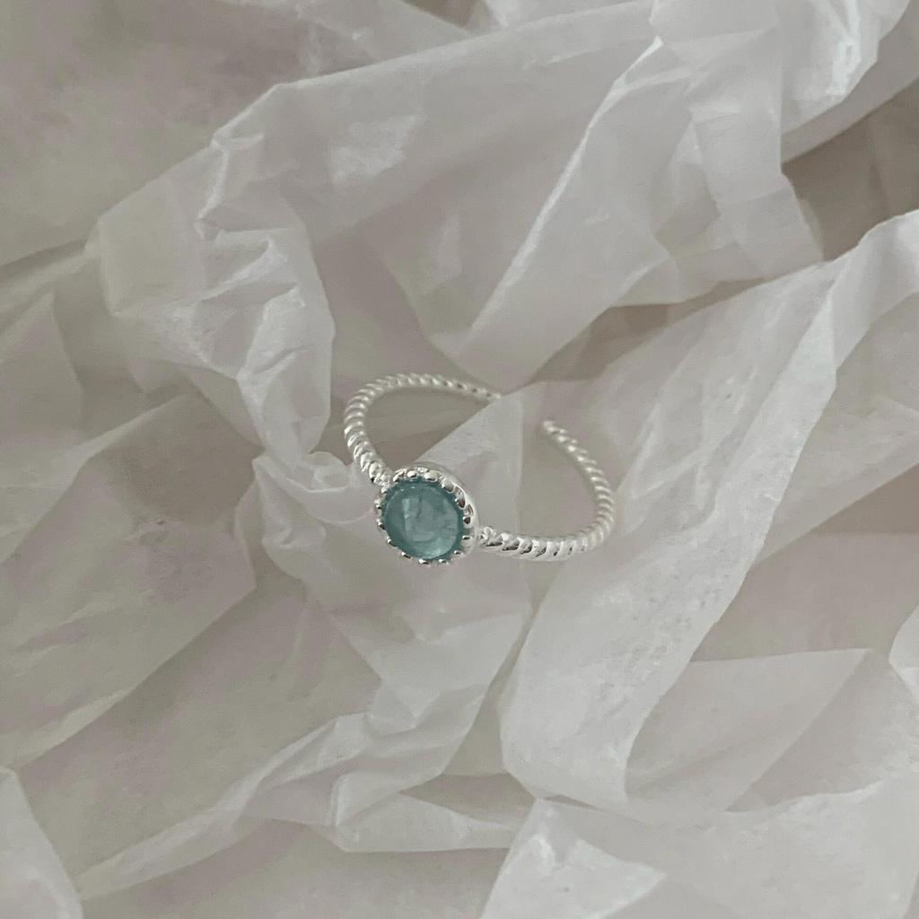925 Sterling Silver Rings For Women Geometric Fine Jewelry Finger Adjustable Simple BLue Stone CZ Ring For Party Birthday Gift