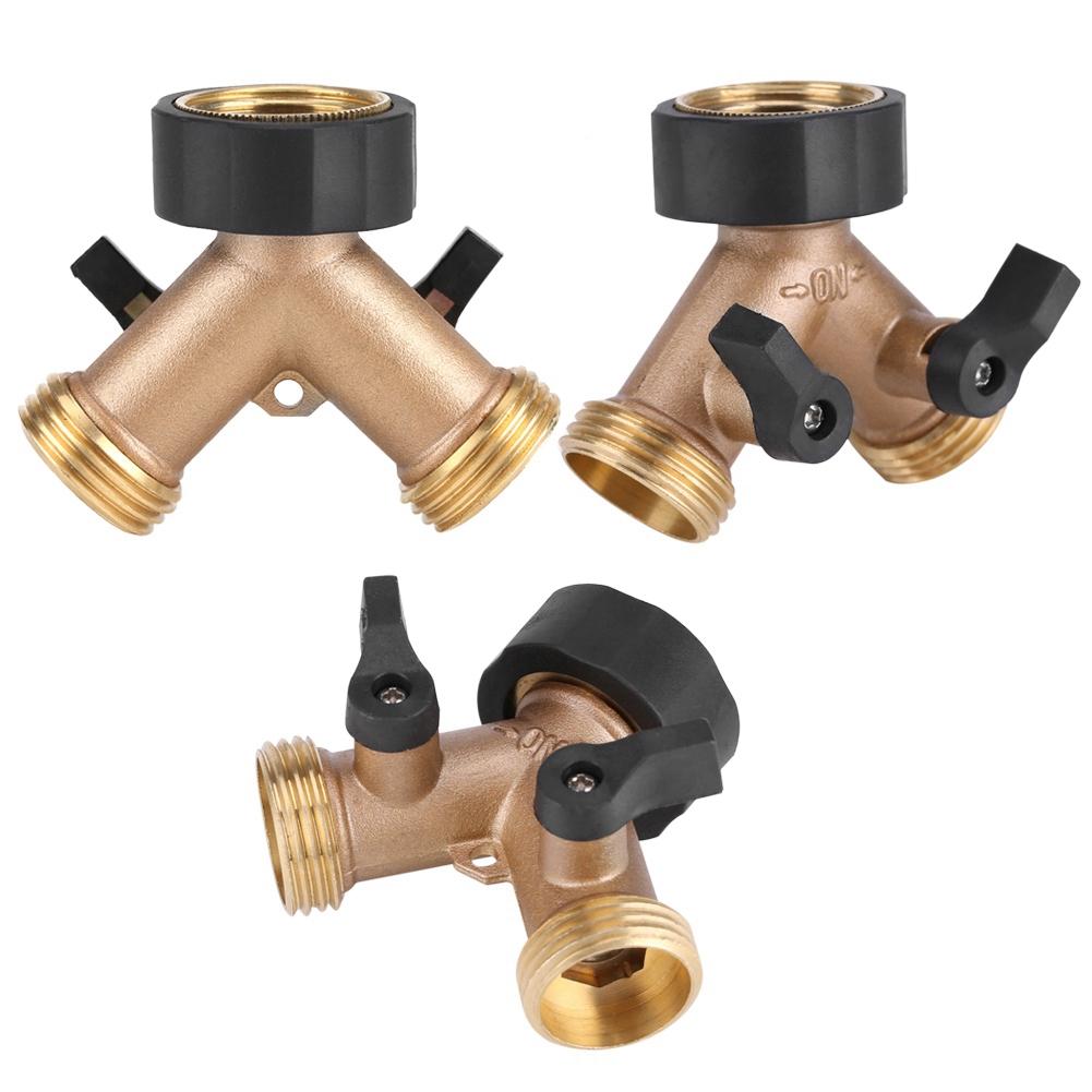 Messing Vannkranadapter 2-veis Y-form 3/4 Slangekobling Hagevanning (Europeisk standard)