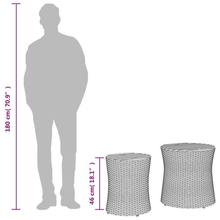 VidaXL Tables d'Appoint de Jardin Dessus en Bois 2 pcs, Tables Basses, Meubles de Terrasse Patio Extérieur, Moderne, Gris 366289