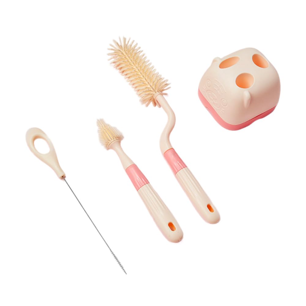 

Ikutano 4-Piece Baby Bottle Brush Set for Cleaning and Drying Bottles, Nipples, Pacifiers, and Mugs (Ivory)