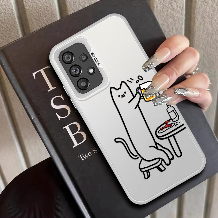 Funny Cat Clear Couple Paired Back Phone Cover Case for Samsung Galaxy A54 A72 A51 A52 A04 A05 A71 A03 A06 A07 A50 A10 A20 A56