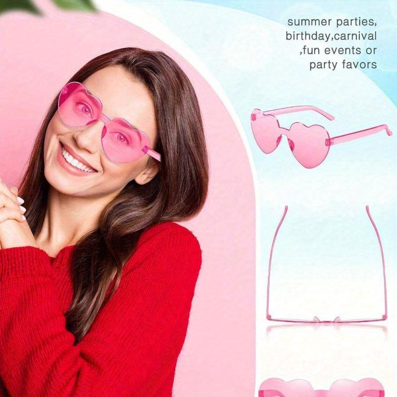 Pairs Heart Shaped Glasses Candy Color Rimless Fun Heart Glasses For Women Men Party Favors,