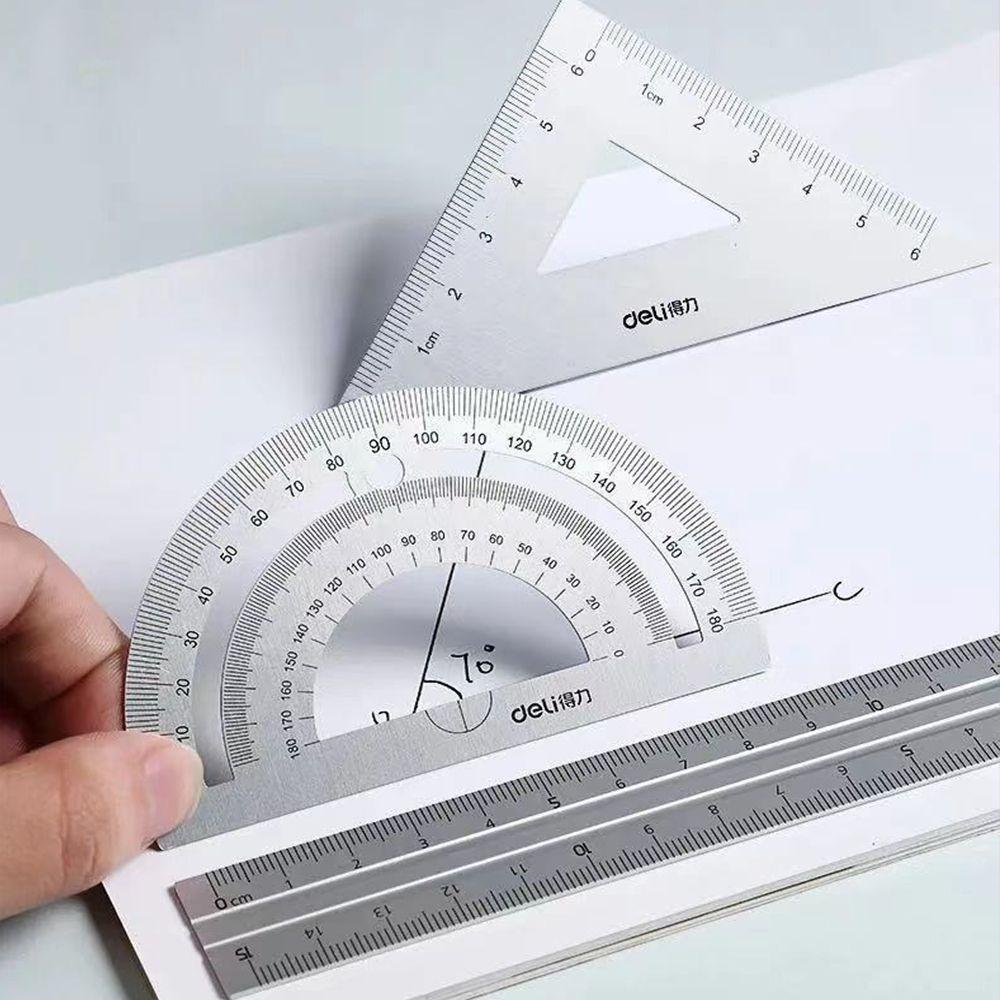 Ruler Drawing Geometry School Supplies Aluminium Ruler Set Examination Stationery Metal Rulers