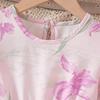 Summer Girls' Floral Puff Sleeve Dress with Round Neck and Waist-Cinching Design