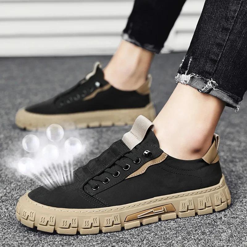 Herrenschuhe Eisseide Canvas Schuhe für Herren Neue Atmungsaktive Sportliche Freizeit Schuhe Slipper Herren Sneaker Plateau Vulkanisierte Slipper
