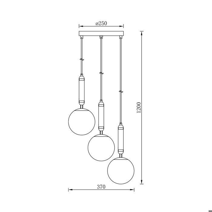 Suspension en verre opalin 3xG9 10W – finition Doré