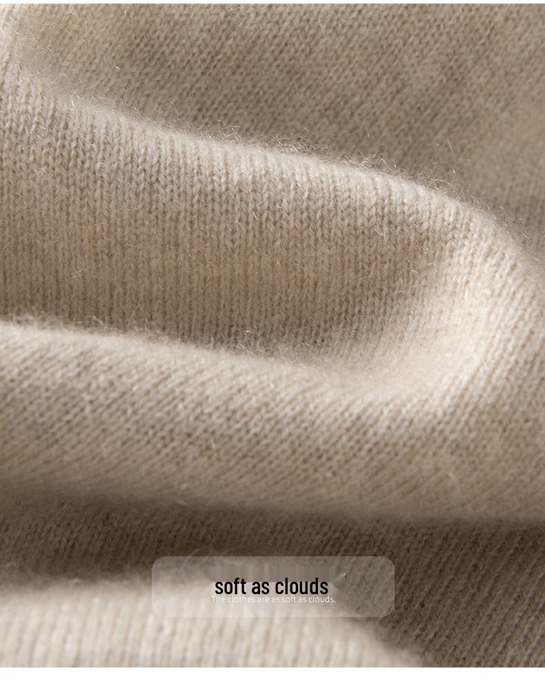 Women's Cashmere Color Block Knit Top: Autumn and Winter Pullover, Round Neck, Fake Two-Piece Design.