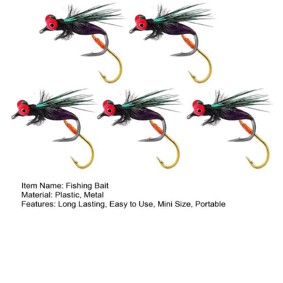 5Pcs Bionic Fishing Baits with Sharp Hook Compact Design Portable Rotatable Saltwater Freshwater Swimbaits Fly Fishing Lures