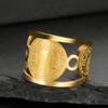 My Shape Saint Benedict Medallion Hollow Rings for Women Men Stainless Steel Religious Open Adjustable Finger Ring Jewelry Gifts