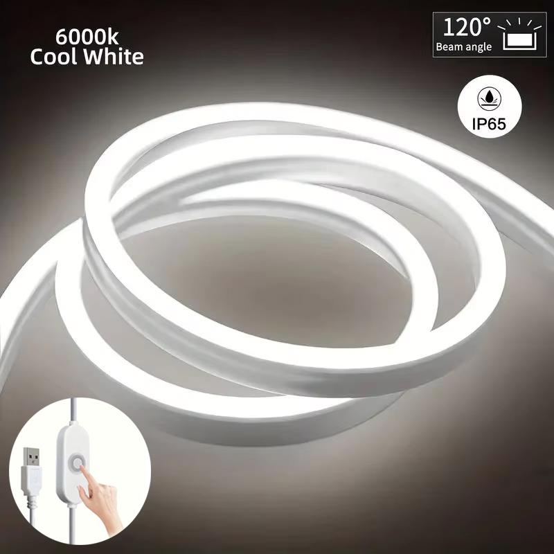 

5V USB Neon LED Strip Light Button Switch Flexible Waterproof Rope Lamp for Gaming Room TV Backlight Bedroom Home Decor Lighting 1M