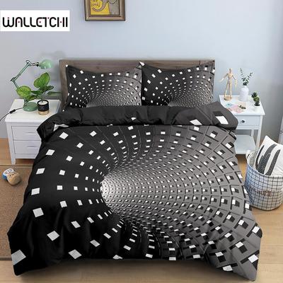 Set de lenjerie de pat abstractă husă de pilota psihedelică imprimată 3D cu închidere cu fermoar Seturi de lenjerie din poliester Queen Size