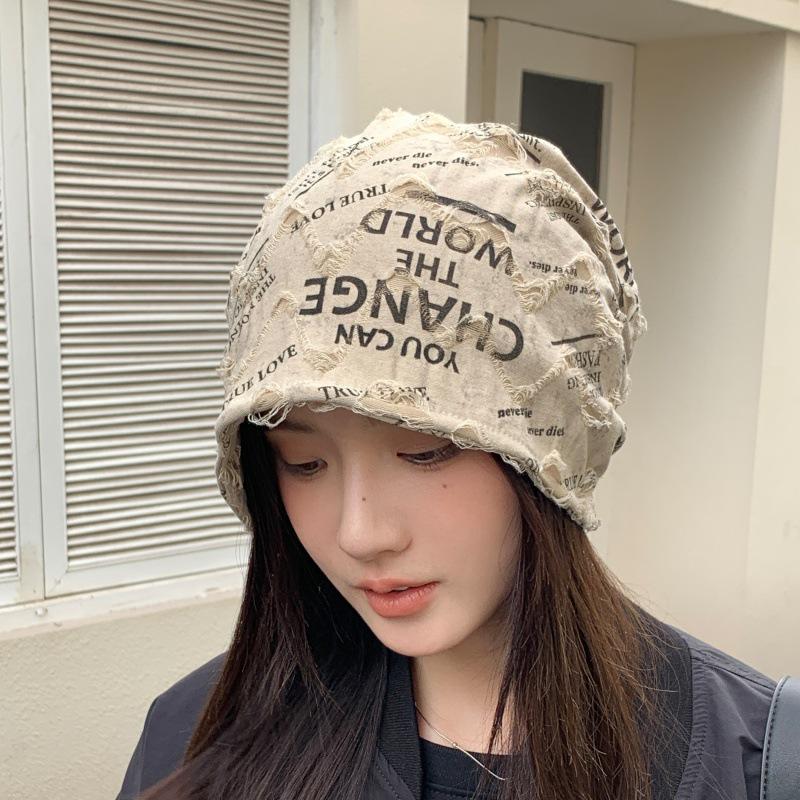 

Женская шапка-бини с отворотом для весны и осени: Стильная послеродовая шапка для модного образа с маленьким лицом. L (56-60cm) легкие хаки