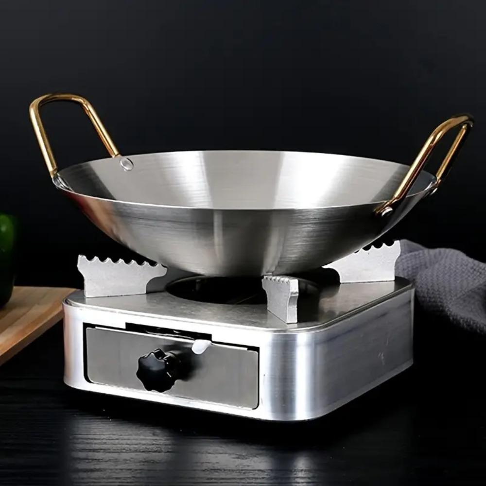 Round Bottom Dry Pots with Two Golden Handles Soup Pan Household Wok  Furnace