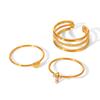 Europese & Amerikaanse 18k Goud Verguld Roestvrij Staal Diamant Ring Set - Lichte Luxe Dames Sieraden