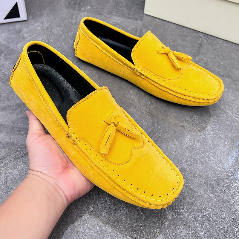Blue Suede Men's Flat Shoes 2024 New Fashion Comfortable Casual Men's Casual Shoes Versatile Outdoor Driving Shoes Size38-48