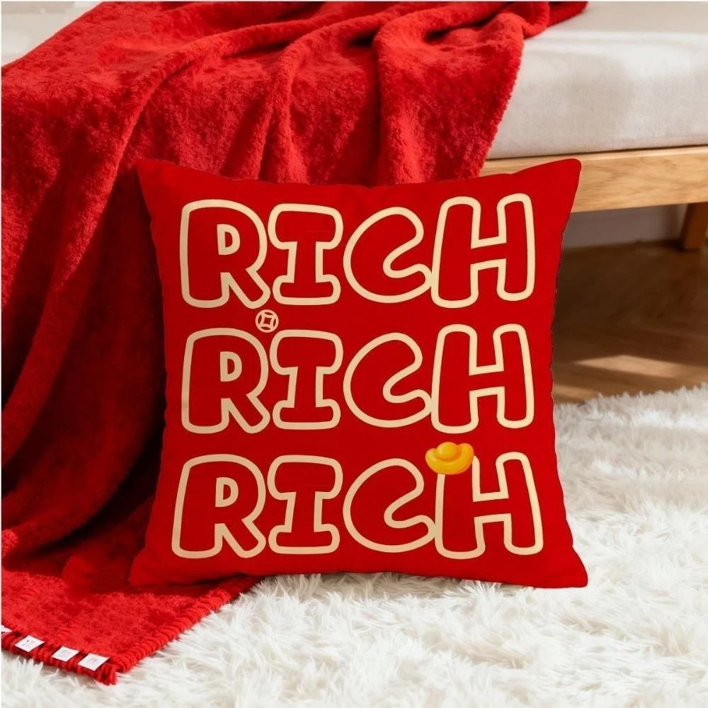 Chinese Style Throw Pillow Cover Happy Word Print Cushion Cover Pillowcase  Sofa Decoration