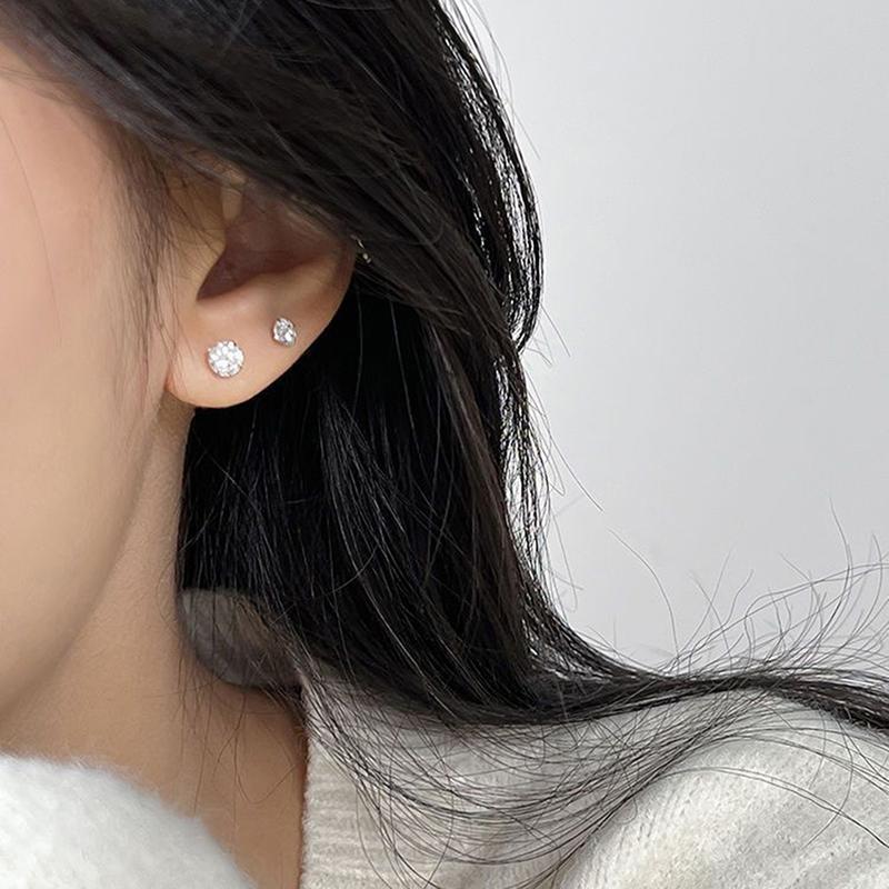 1Pair 3/4/5Mm Zircon Ear Studs Earrings For Women Stainless Steel Cartilage Helix Ear Bone Nail Piercing Ear Jewelry Gif