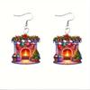Chic Acrylic Christmas Fireplace Earrings - Perfect Holiday Party Gift