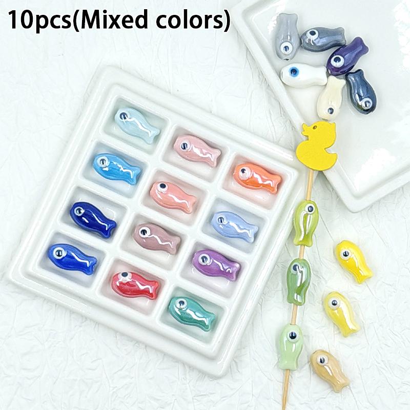 10Pcs Little Fish Ceramic Beads Diy Necklace Earrings Jewelry Accessories Pendants Loose Beads For Crafting
