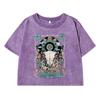 Life Is Amusing Printing Female Washed Short T Shirts Breathable T-Shirt Street Summer Clothes Fashion Distress Tshirts