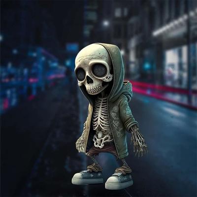 Czarne Figurki Szkieletów Dekoracja Pokoju Miniatury Żywiczne Statua Czaszki w Kurtce Fajna Lalka Szkielet na Halloween