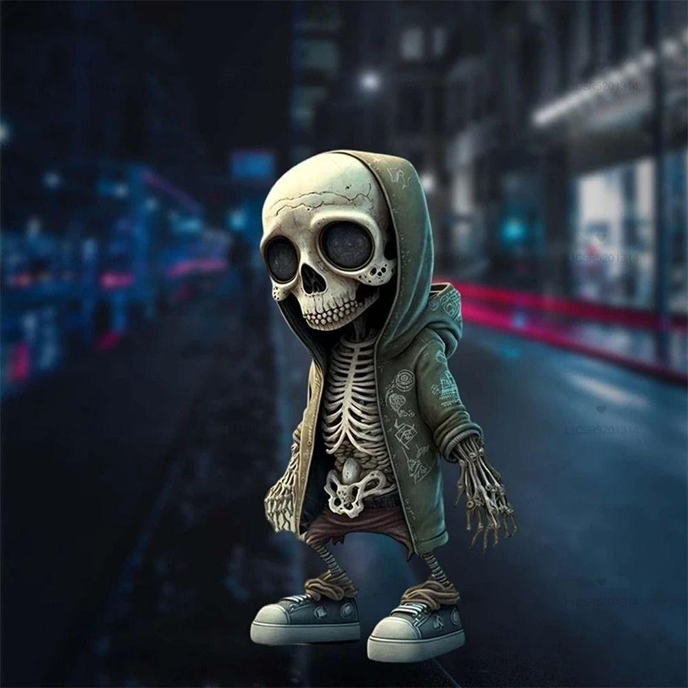 Black Skeleton Figurines Resin Skeleton Doll Cute Skull Statue  Car Instrument Panel