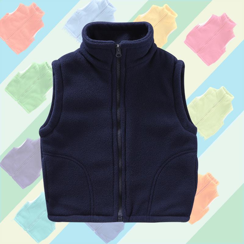 Kids' Fleece Vest for Boys & Girls, Thick Outerwear for Spring To Winter, Kindergarten Uniform with Logo Print