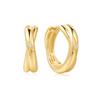Gold Cross Duo 925 Silver Ring Earrings E061-16G