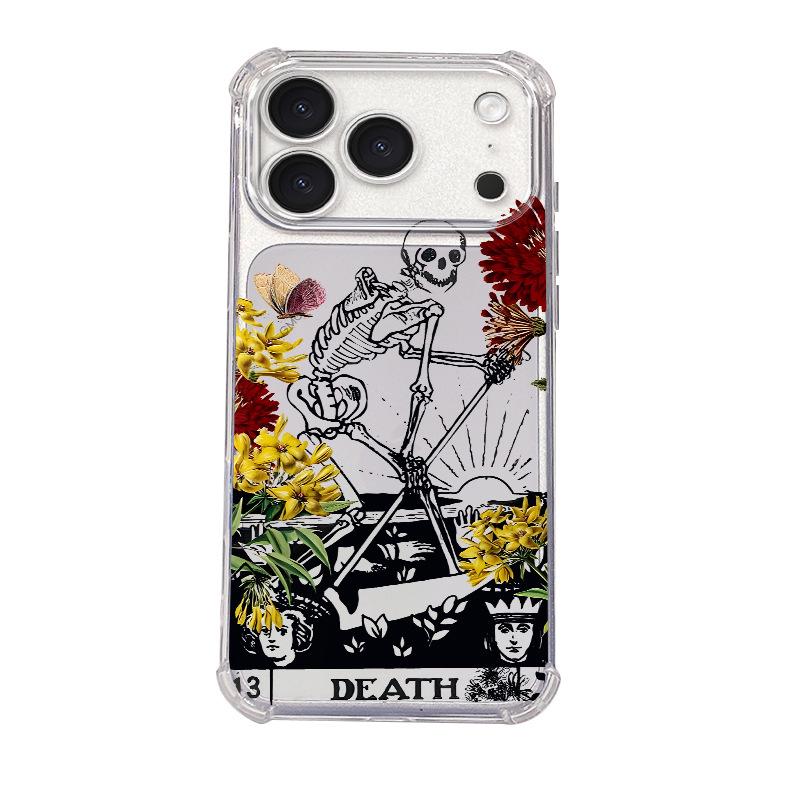 Popular retro tarot card skull flower apple 12/13 transparent mobile phone case iPhoneAIR anti-drop case