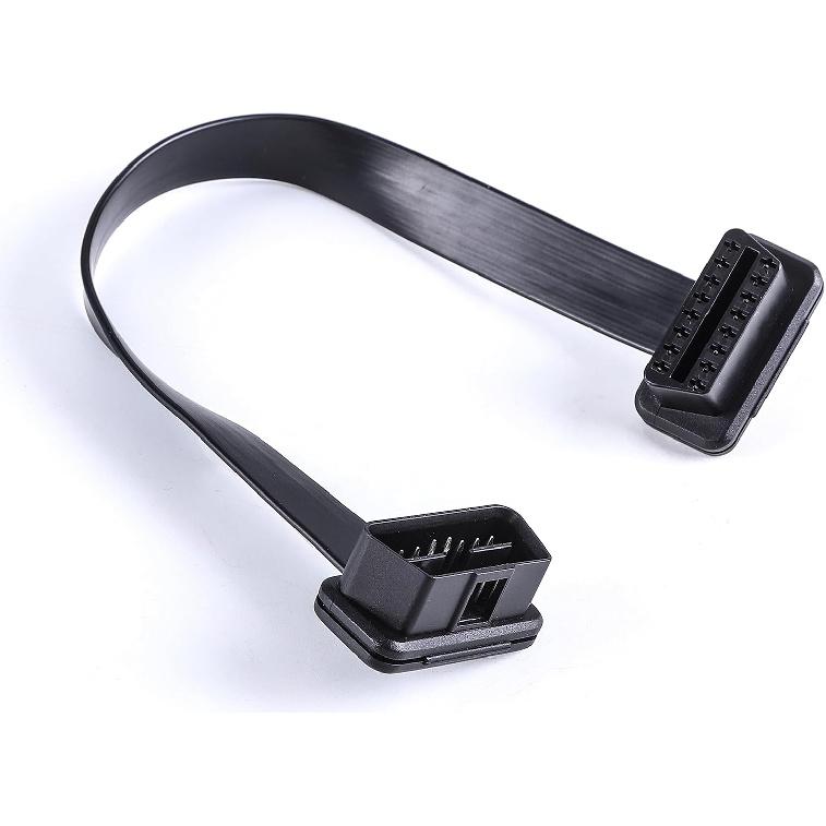 Low Profile OBD 2 OBD Ii Male To Female Ribbon Extension Diagnostic Cable 16P Connected Fully For Scan Tool Code Reader 1Ft/30Cm