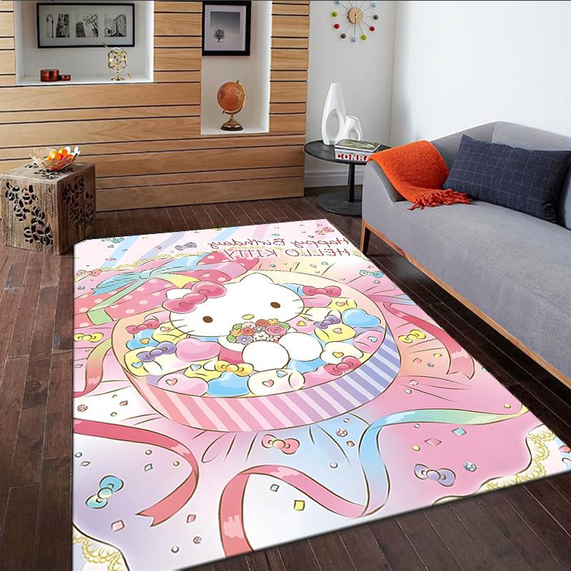 Pink Kitty Birthday Party  Carpet, Kitchen Rugs, Yoga Mat, Non-Slip Mats, Rug for Bathroom, Living Room bedroom, Camping Rugs Christmas Gift