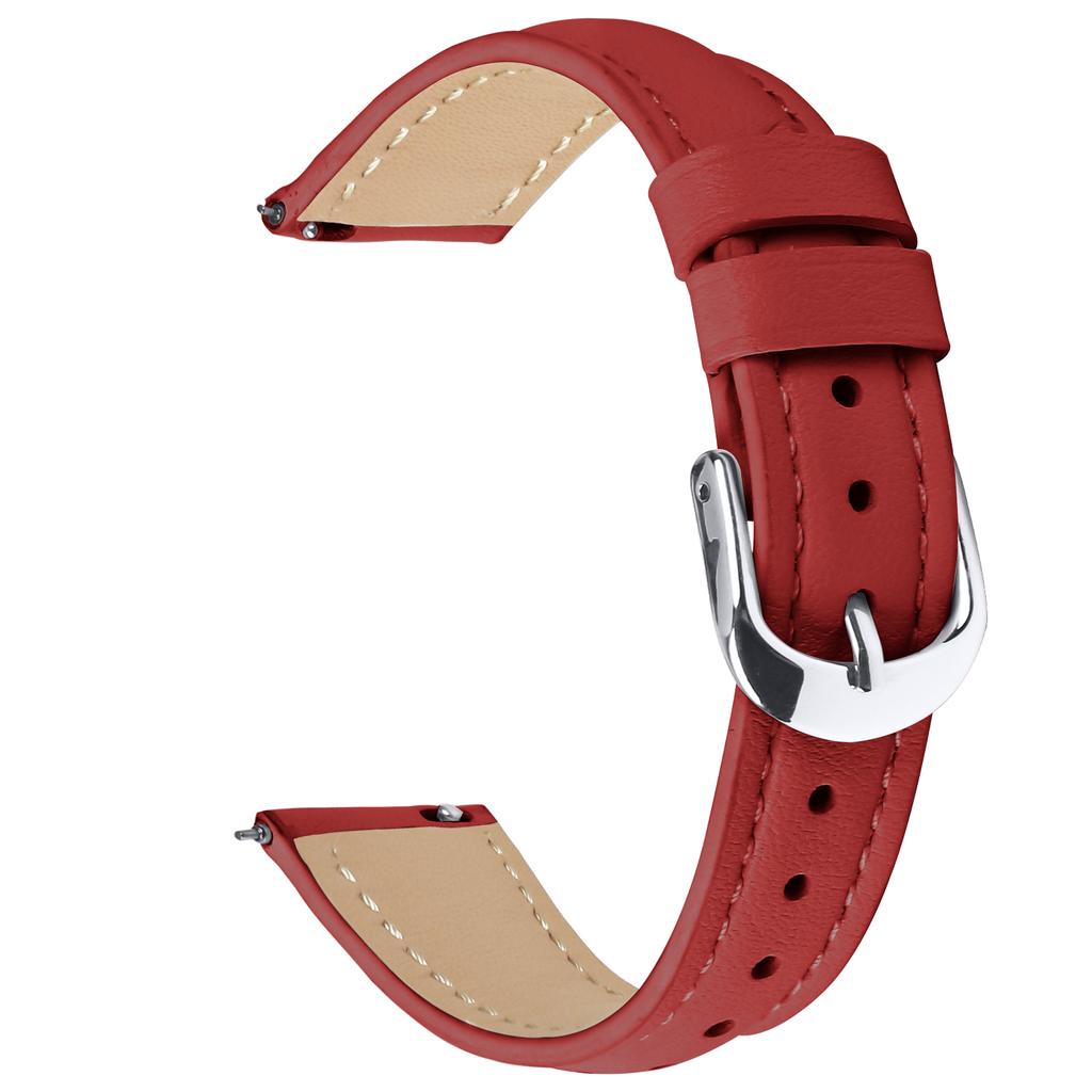 For Huawei Watch GT 5 41mm Watch Band 18mm Slim Genuine Cow Leather Strap with Silver Buckle