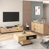 Kitchen Cabinet with Two Doors Three Drawers Wood Grain Metal Legs Wood Color Utility Pantry Dining Room