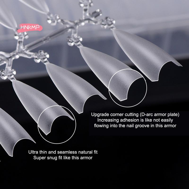 Clear Super D Arc Long Press on Nails Full Cover Gel Tips Nail Art Capsule Extensions for DIY Nail Salon