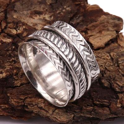 Boho Love Ring ,Silver Worry Ring, Valentine's Day Gift, Hammered Ring, 925 Sterling Silver Spinner Ring, Handmade Jewelry, B