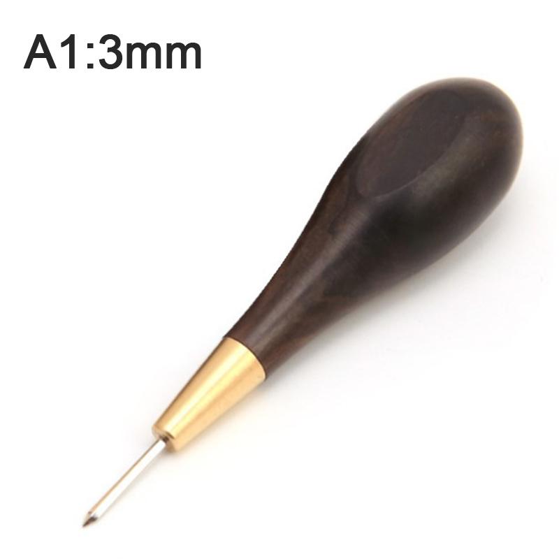 High 1pc Leather Stitching Awl Diamond Shape Ebony Blackwood & Brass Craft Tool Hand Sewing Awl DIY Stitcher Taper  Sewing Tool