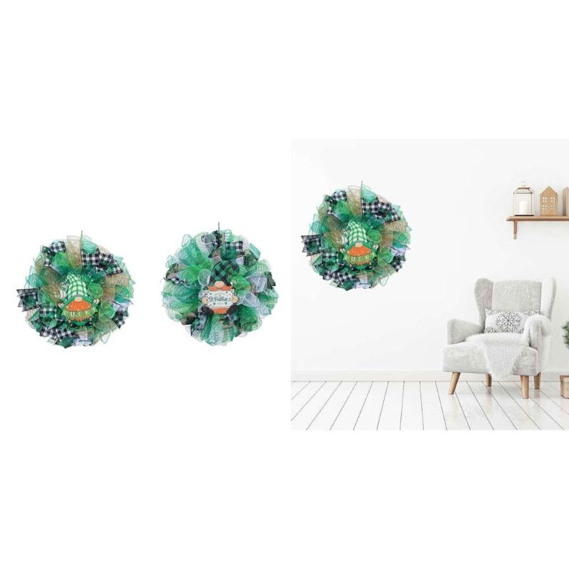Saint Patricks Day Decorations Artificial Wreath Green Welcome Leprechaun Wreath for Front Door