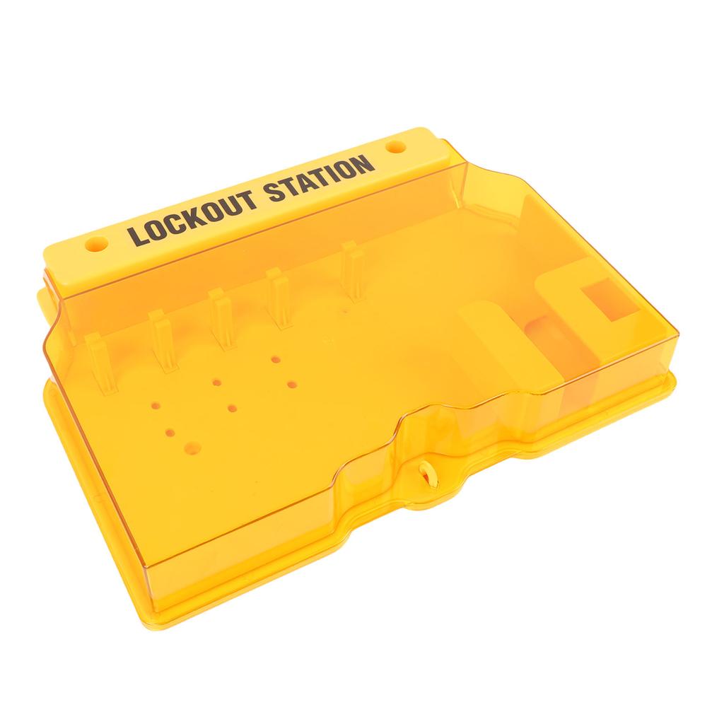 Lockout Tagout Station PC Wall Mount Lock Out Tag Out Kit Board with Wall Plugs Screws for Industry Yellow