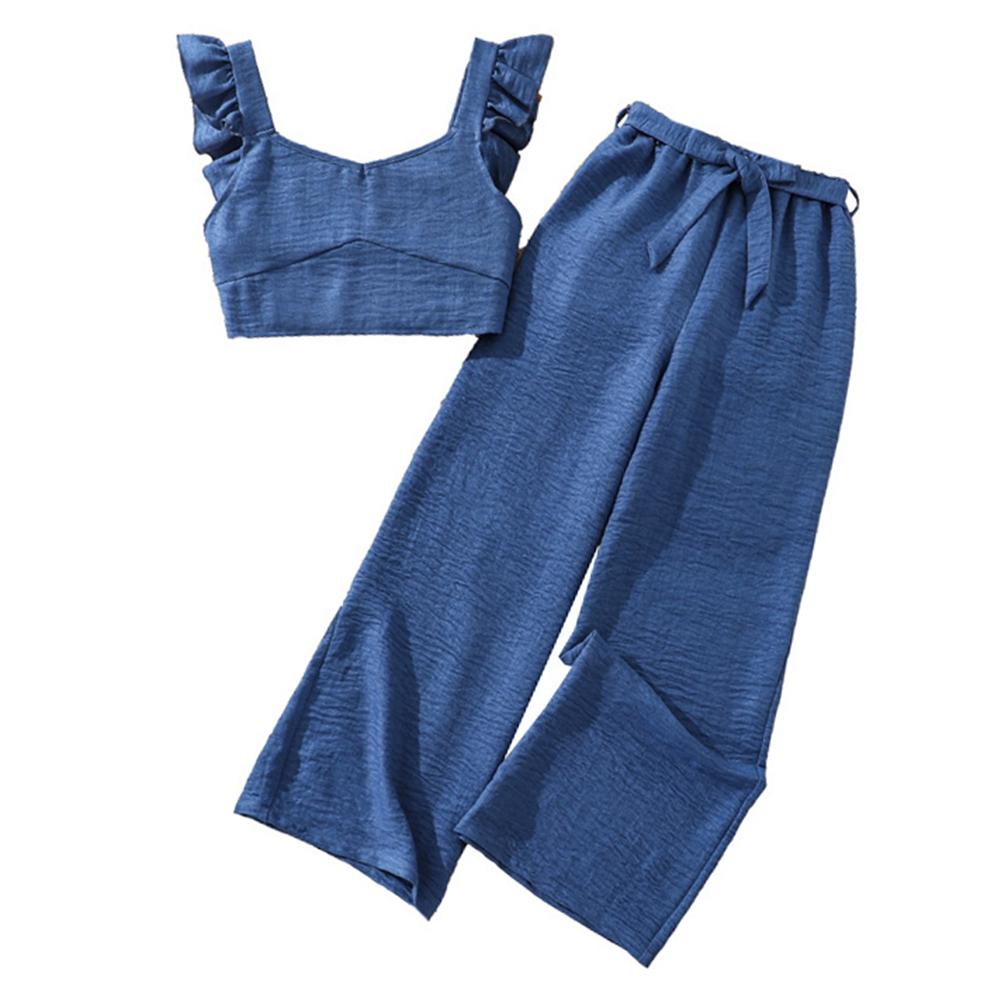 8-12 Years Kids Girls Square Neck Vest and Pants Set 10Y