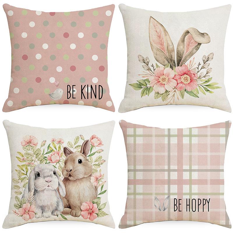 Pink Easter Linen Pillowcase Home Sofa Car Pillow Cushion Cover