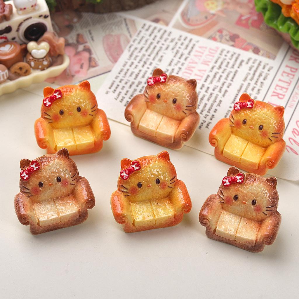 10/40PCS Cartoon DIY resin accessories accessories 3D sofa cat head cream rubber hair clip shoe buckle pendant accessories
