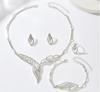 2024 Bridal Jewelry Set: Rhinestone Necklace, Earrings & Bracelet with Claw Chain Design